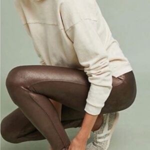 SPANX Faux Leather wine colored Leggings